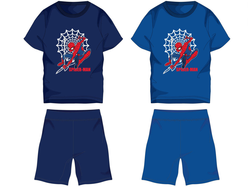 Spiderman cotton summer ensemble - t-shirt and shorts set - navy blue - 116