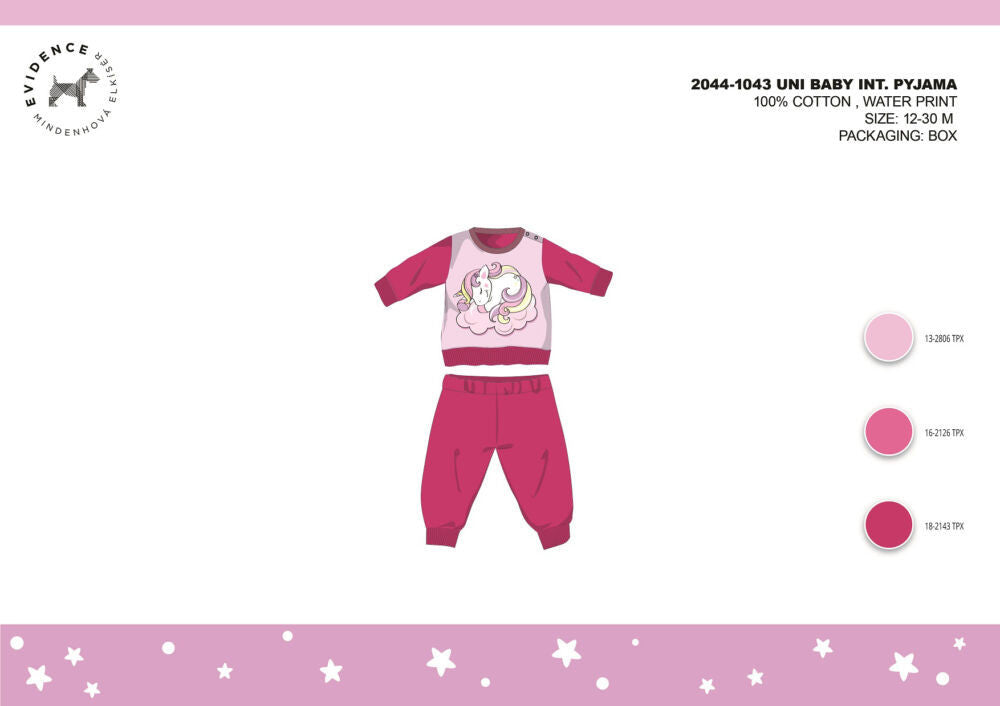 Winter cotton interlock baby pajamas - Unicorn - pink - 98
